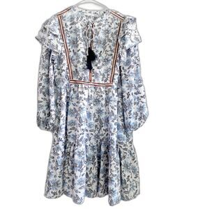 Sfera Casual Blue Floral Tassel Quarter Sleeves Bohemian Casual Dress EUR Small